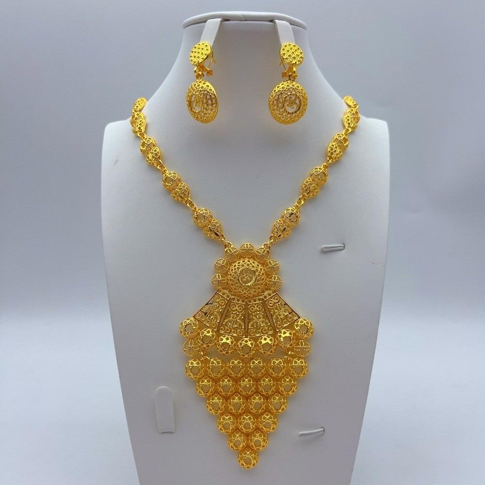 Gold Tone 24k Gold Color Jewelry Luxury Bridal Jewelry Sets for Women