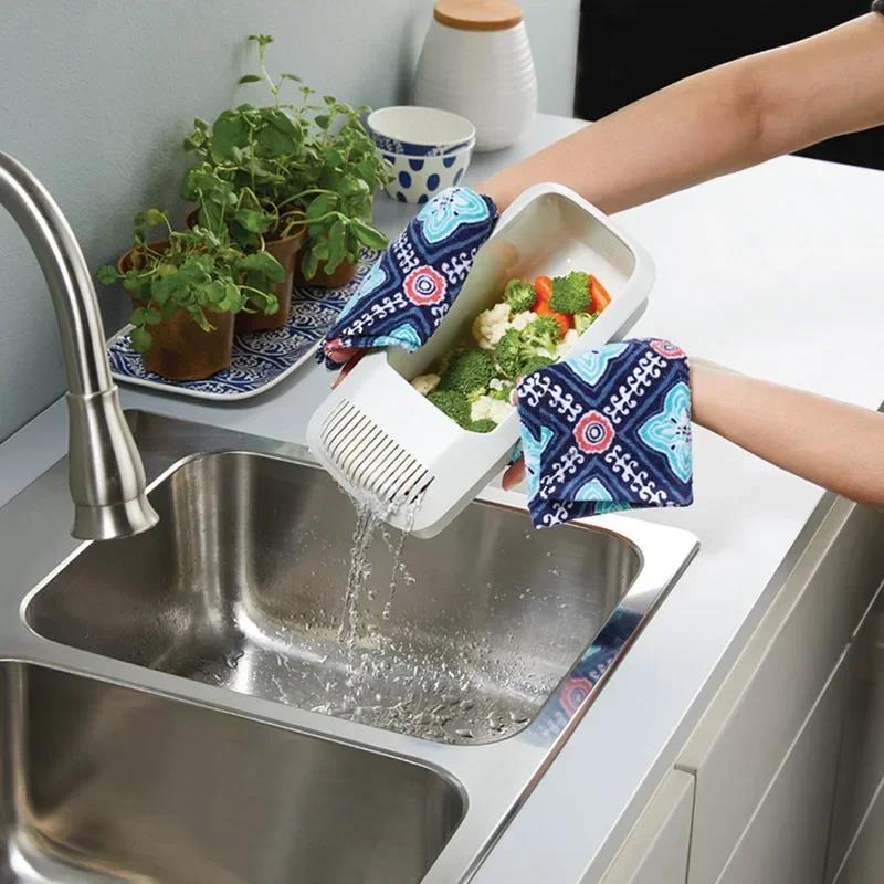 Microwave Pasta Cooker with Strainer Heat Resistant Boat Steamer Spaghetti Noodle Cooking Box Tool Kitchen Accessories