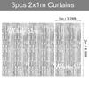 3Pcs Silver Foil Fringe Curtains 10 Colors Metallic Rose Gold Tinsel Streamer Curtains for Birthday Wedding Party Backdrop Decor