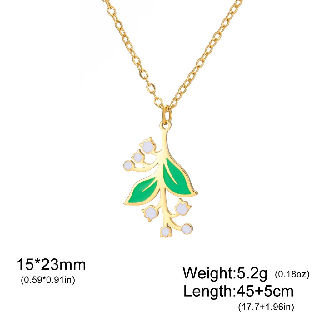 Lily of The Valley Pendant Necklace for Women Stainless Steel Female New Fashion Flower Choker Wedding Party Jewelry Gift