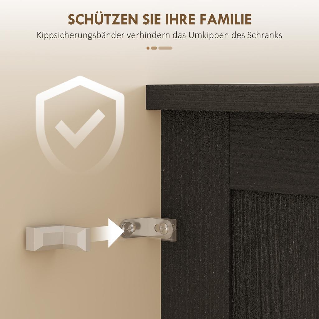 Mobile da Cucina, Credenza, Frontale in Acrilico, Cassetti, 76 x 40 x 182,5 cm, Nero