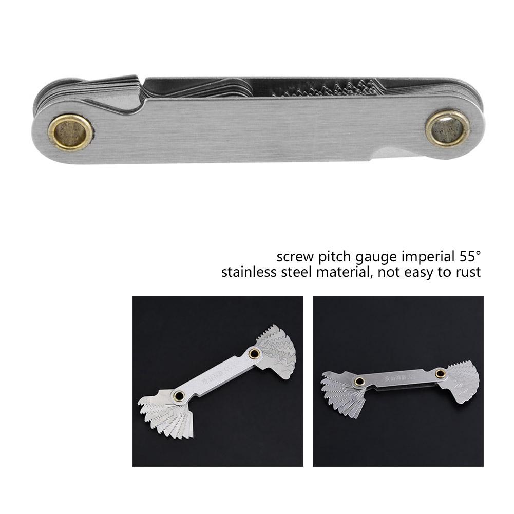 Imperial 55 Degrees  Stainless Steel Screw Measuring Thread Pitch Gauge