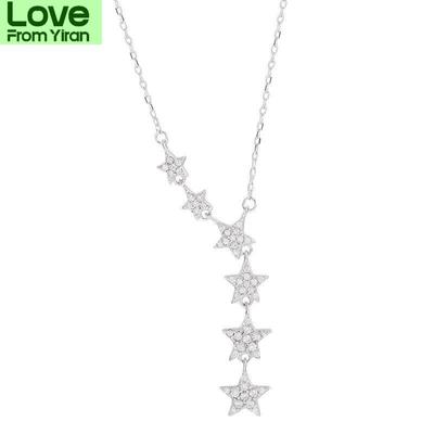 925 Sterling Silver Charming Star Pendant Necklace With Dazzling Cubic Zirconia Jewelry For Women Girls Gifts S -N456