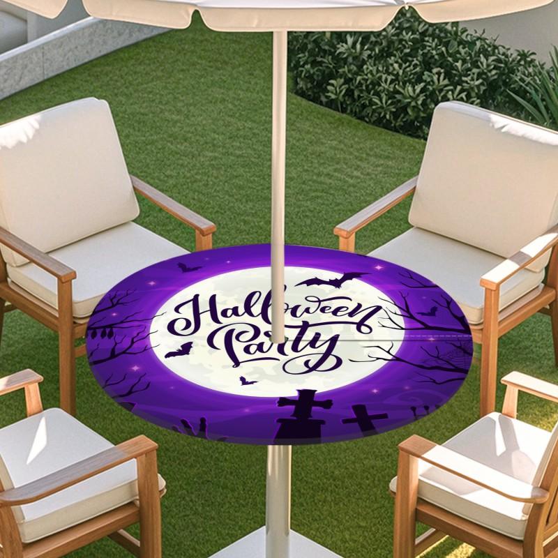 Outdoor Round Table Cover With Umbrella Hole Waterproof Elastic Edge Patio Garden Deck