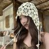 Tassel Hollowed Out Knitted Hat Floral Bohemian Style Beanies Cute Weave Cap  Apparel Accessories