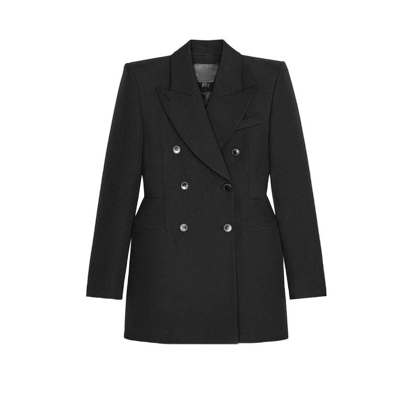 Spring New Women's Clothing Breasted Streamers Padded Shoulder Lapel Long Sleeves Double Breasted Dress Suit 2491797