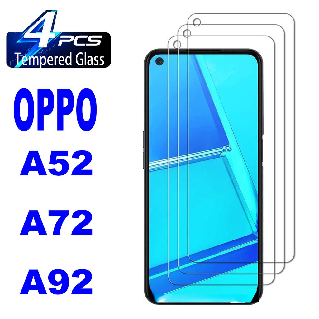 4Pcs Tempered Glass For OPPO A52 A72 A92 Screen Protector Glass