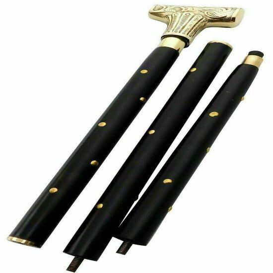 Brass Designer Handle Wooden Walking Cane Stick Vintage Victorian Handle