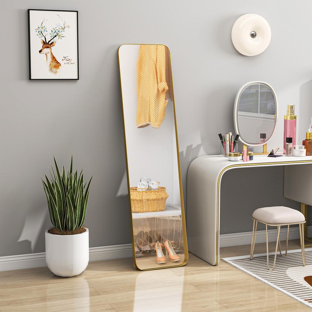 40 x 160 cm Rectangular Full Length Mirror - Gold Tone