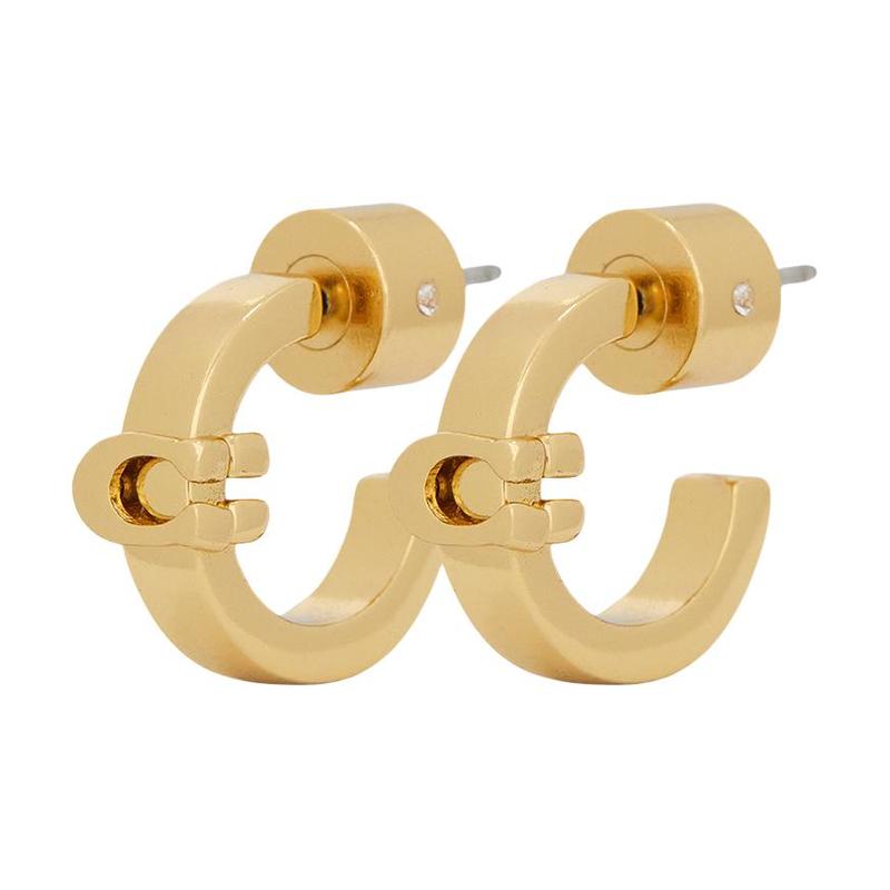 COACH Fashionable simple design brass earrings women s gold