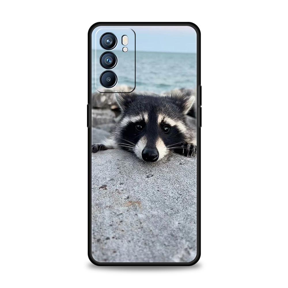 Raccoon Phone Case For Oppo A54 A53 A52 A15 A95 A16 A78 A79 A80 A98 4G Find X5 X6 Reno10 12 13 F Pro 5G Cover
