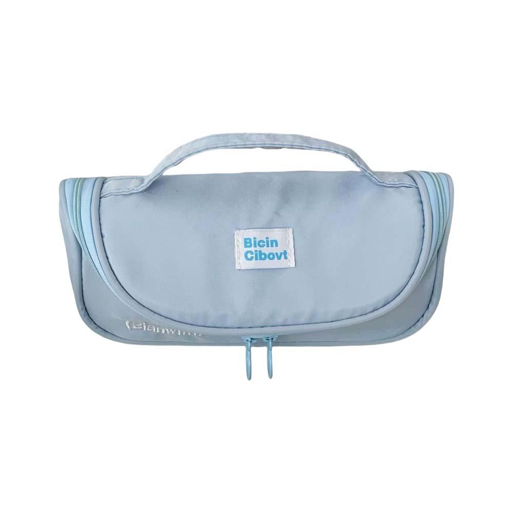 

Solid Color Pencil Case Storage Cosmetic Bag Simple Large Pen Bag School Student синий