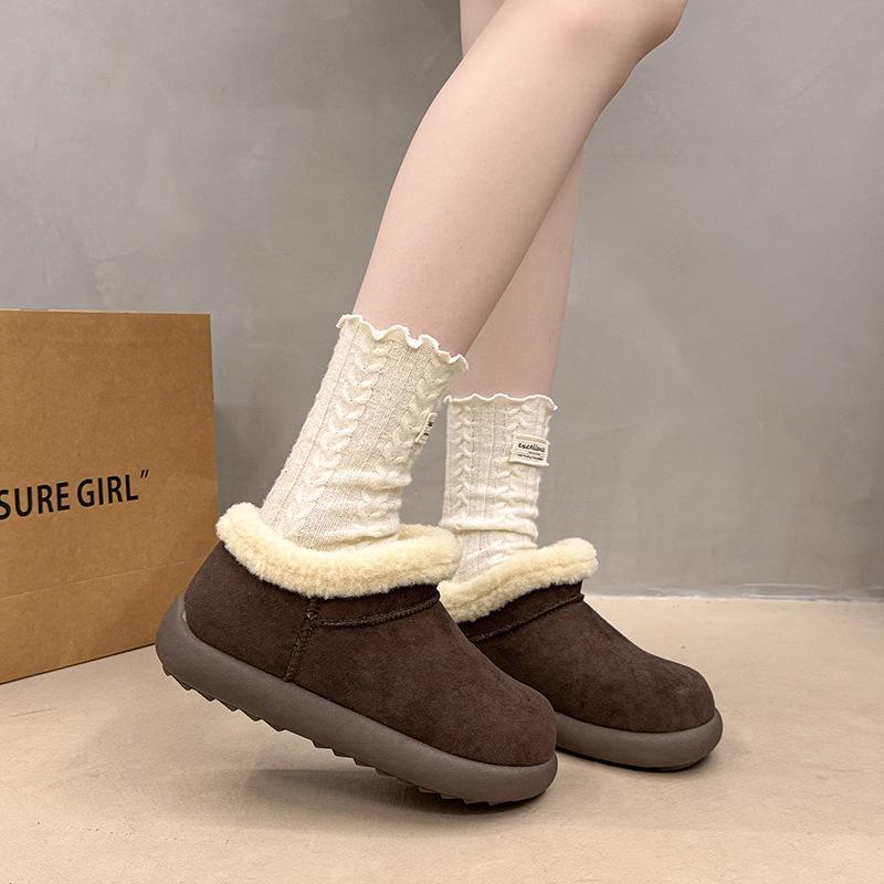 Ugly Cute Big Head Snow Boots Women's Winter 2025 Waterproof Snow Boots Fluffy Short Boots Thick-soled Piled Thickened Cotton Shoes