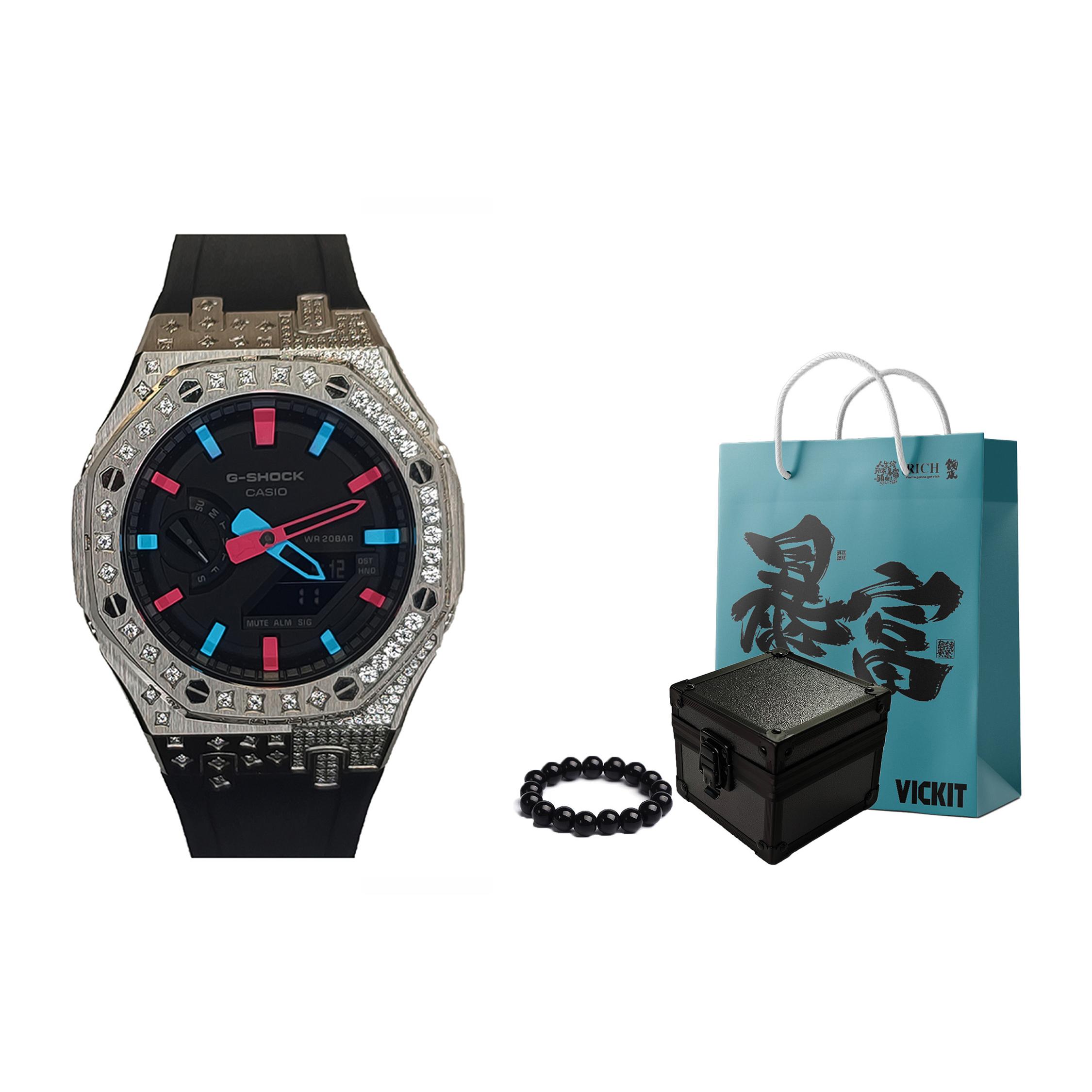 

CASIO Men Liquid Crystal,Analog Dual Display Series Black Watch GA-2100-1A1(Watch3--)