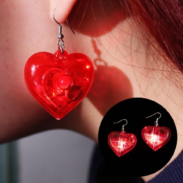 Fashion Dangle Earrings Heart LED Lights Pendant Earrings Valentines Jewelry