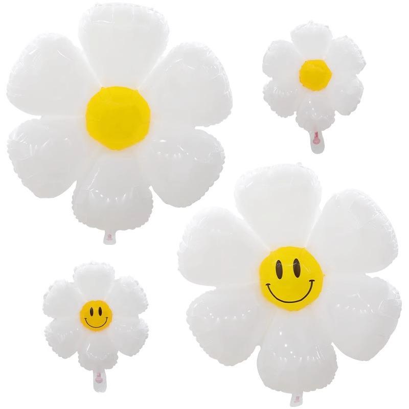 Macaron Smiley Blume Kleine Gänseblümchen Ballon Geburtstagsfeier Picknick im Freien Weiß Sonnenblume Ei Ballon