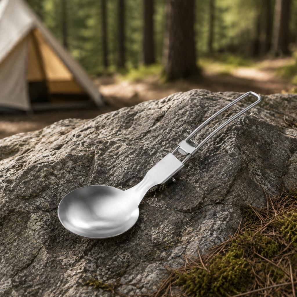 Acciaio Inossidabile 304 Pieghevole da Campeggio all'Aperto Mestolo per Zuppa Portatile Leggero Utensile da Cucina per Escursionismo Zaino in Zaino Viaggio