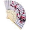 Handheld Silk Fabric Folding Fan Natural Bamboos Frame Classical Flower Pattern Portable Decorative Cooling Accessories