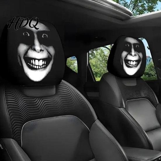Washable Headrest Cover Ghost Face Car Covers Scary Seat Playful Accessories Protector Universal Stretchy Accessory for Most Cars Cartoon