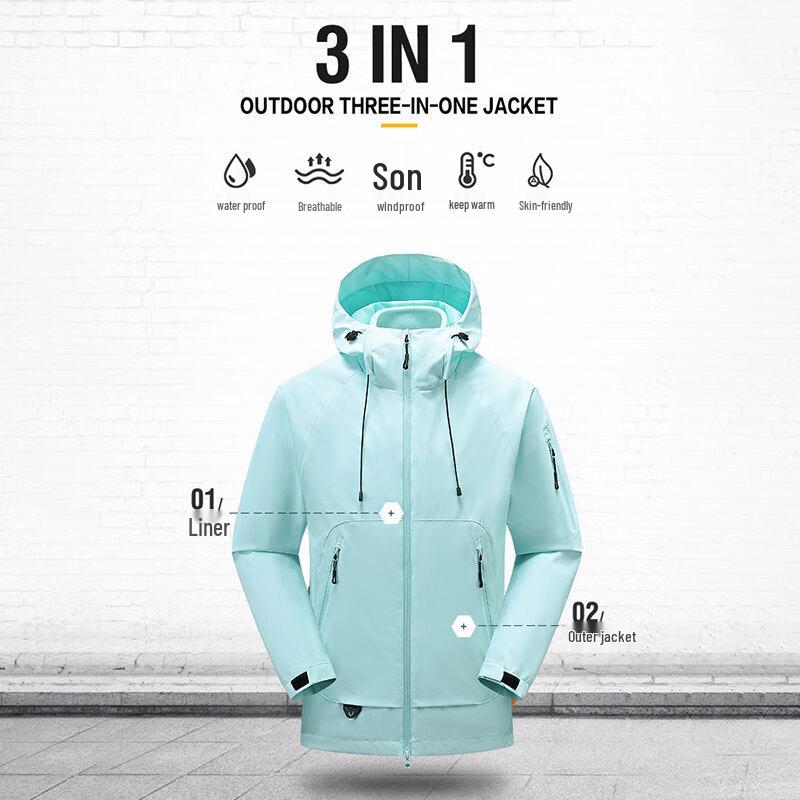 EASTERN CAMEL Unisex 3-in-1 Waterproof Windproof Outdoor Jacket