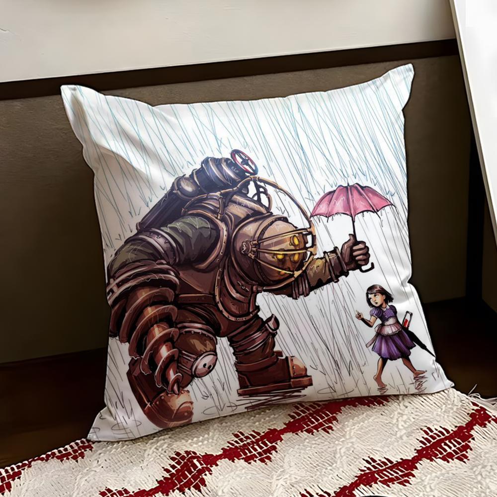 Fanart BBioShock RaptureS Cushion Cover Reversible Soft Durable Pillow Cover Home Car MultiScene Use for Daily Comfort