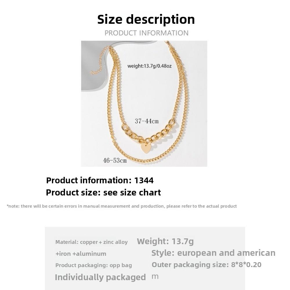 Collier Métal Rétro Niche Personnalisé Chaîne Épaisse Pendentif Alliage Amour Ensemble de Colliers pour Femmes