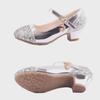 Frozen Silver Korean High Heel Princess Shoes for Girls - Leather Elsa Dance Shoes
