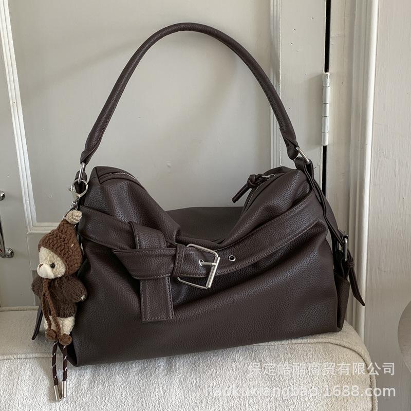 Casual temperament large capacity tote bag 2025 versatile women's high sense retro Korean version ins shoulder messenger bag