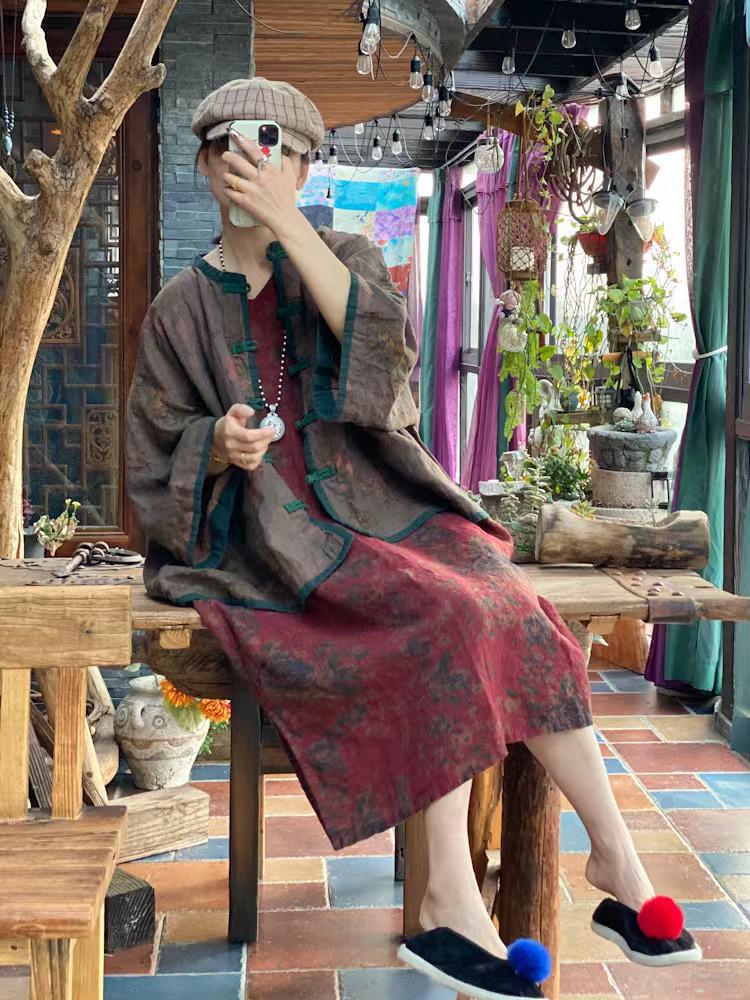 1939 Retro Artistic Xiangyunsha Printed Shirt Cardigan