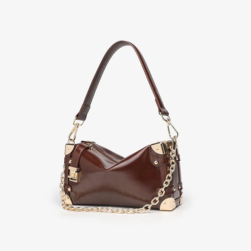 Premium retro chain underarm soft leather box bag women's autumn and winter new niche crossbody shoulder bag