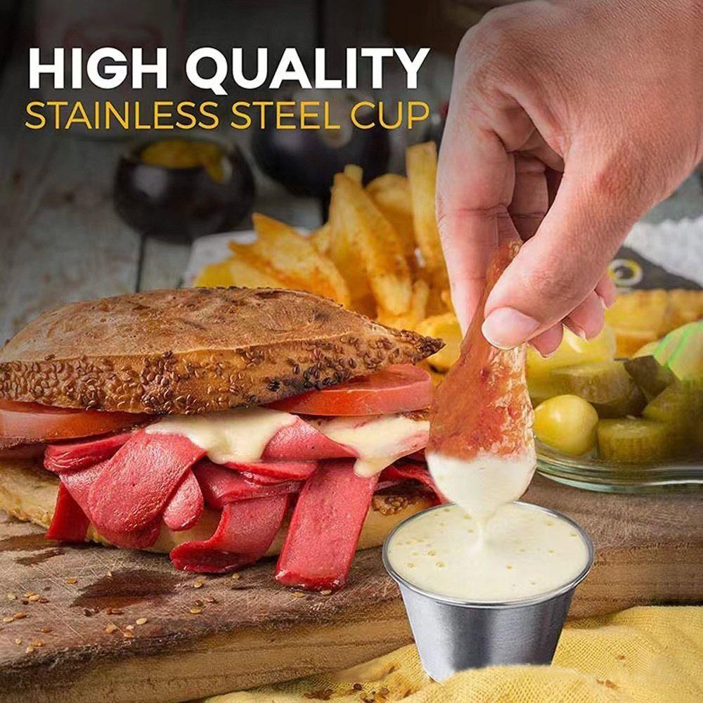 

3pcs Stainless Steel Sauce Dipping Bowl Durable Portion Cups Replacement Sauce Cups Kitchen