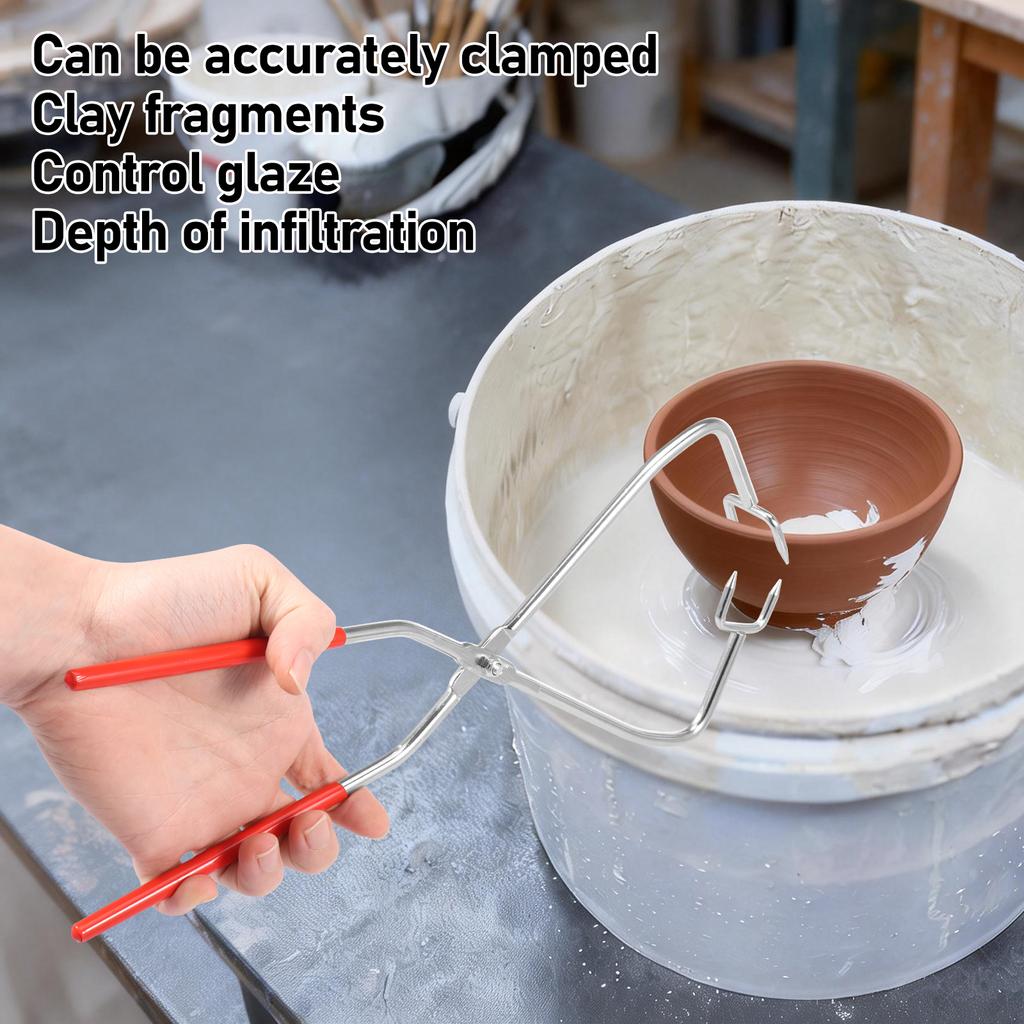2Pcs Pottery Clay Sculpture Glaze Tong Dipping Tong Glazing Tools Metal Pottery Clamp for Clay Modeling Sculpturing Craft Making