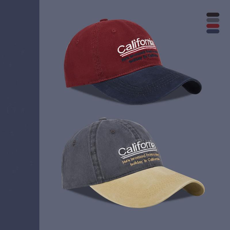 New American Personality Fashion Trend Baseball Cap Men's Letter Embroidery Retro Color Matching Casual Sunshade Cap Women
