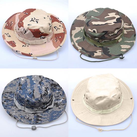 Unisex Woodland Fishing Hiking Travel Military Sun-proof Camo Boonie Hat Cap