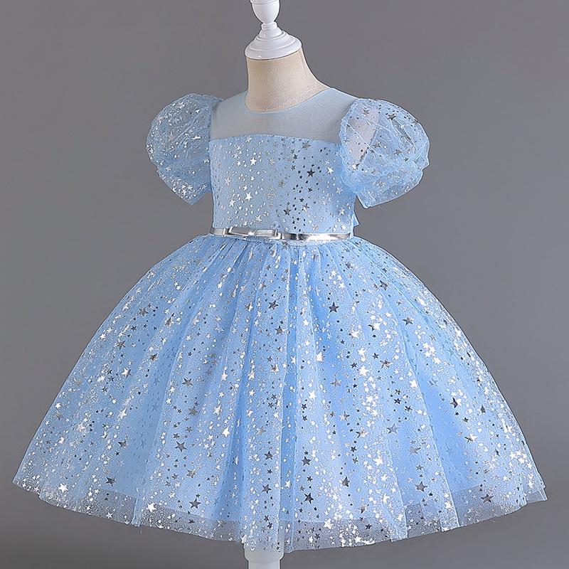 Pailletten Puffärmel Kleid für Mädchen - Babys erster Geburtstag Hochzeit und Abendkleid