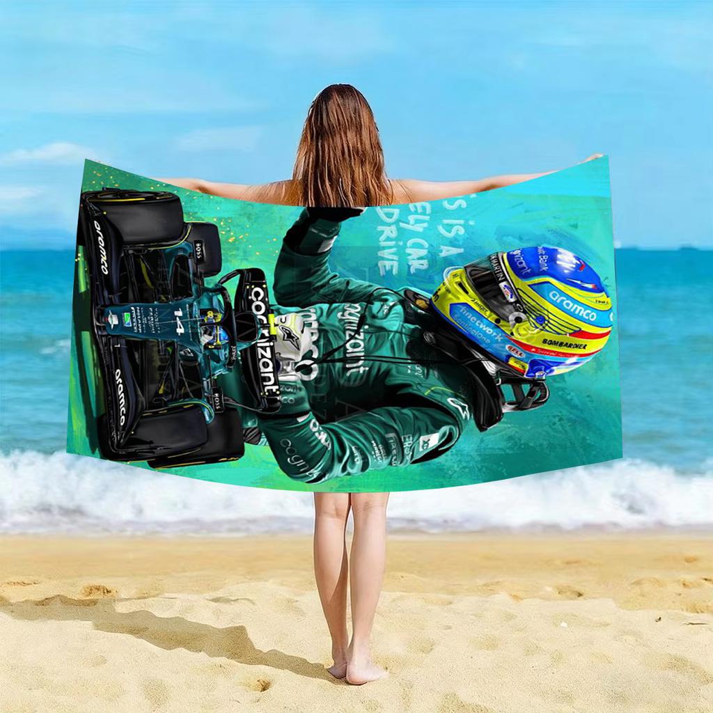 1pz F-Fernando Alonso F-F1 Telo da Spiaggia Microfibra Asciugatura Rapida Senza Sabbia Sovradimensionato Palestra Sportivo per Piscina Esterno