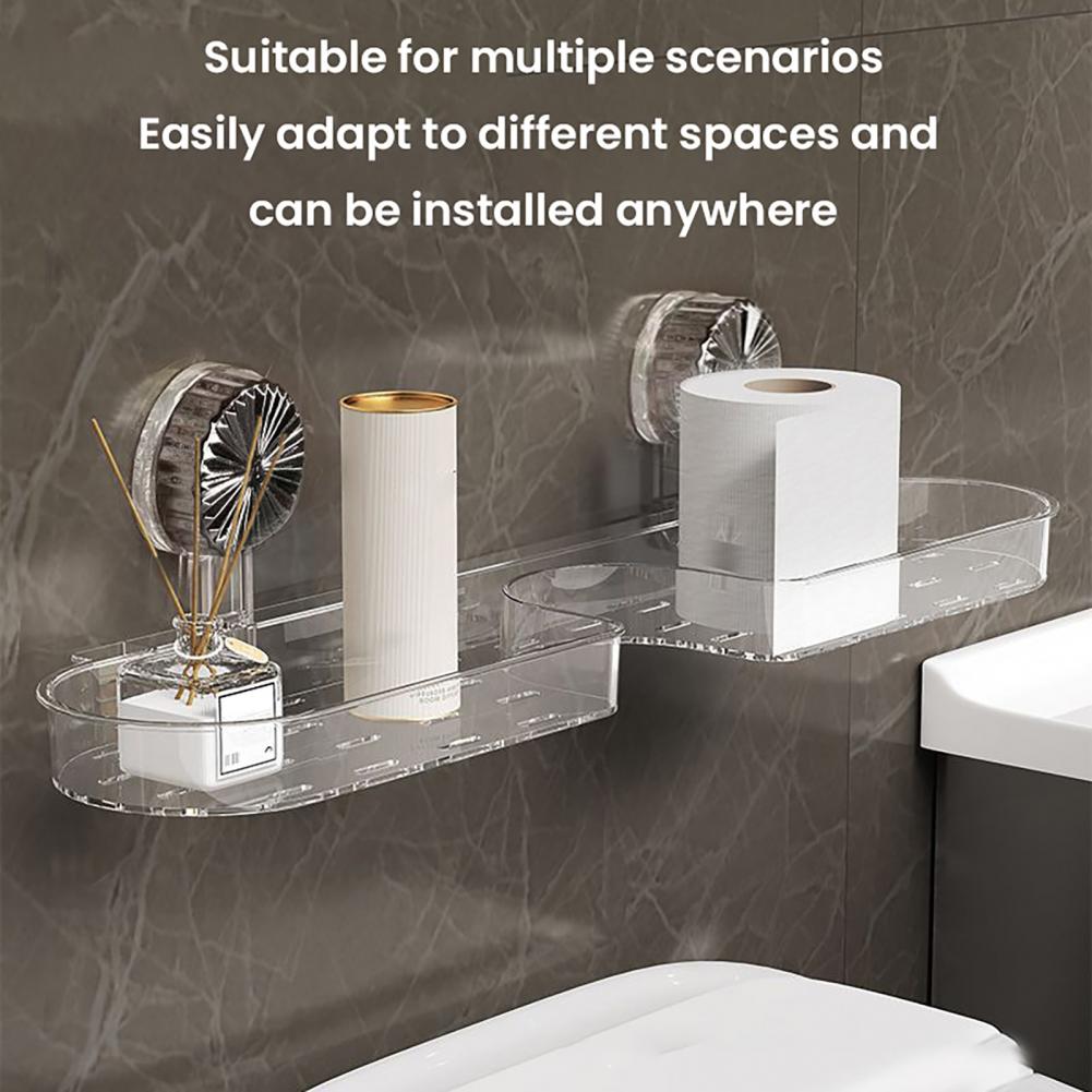 Bathroom Storage Rack with Suction Cup Strong Load-bearing Self-draining Shampoo Sponge Holder Multi-Function Organizer