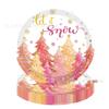 Pink Snowflake Christmas Party Set: Disposable Plates, Napkins, and Tablecloth