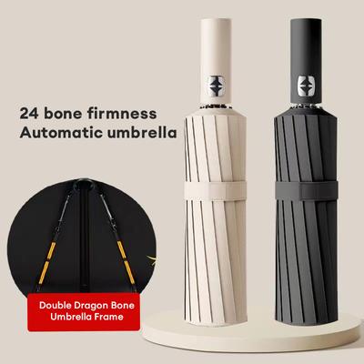 12 Ombrello completamente automatico con colla nera, con chiglia spessa e resistente, ombrello pieghevole a tre pieghe, resistente ai raggi UV