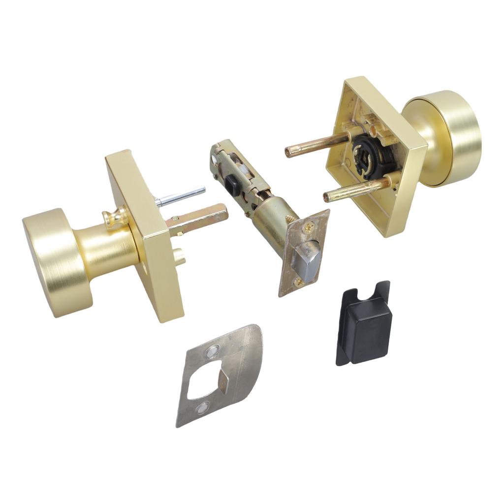 Practical Gold Door Knobs Interior Portable Sturdy Passage Hall Closet Satins Brass Finish for Modern Homes Use