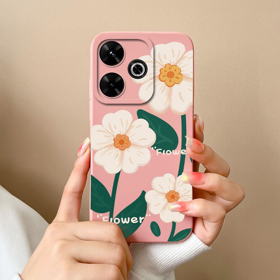 Case For Poco M6 Pro Sunflower Camera Protection Phone Cases For Xiaomi Poco M 6 M6Pro 4G 5G Soft Liquid Silicone Back Cover
