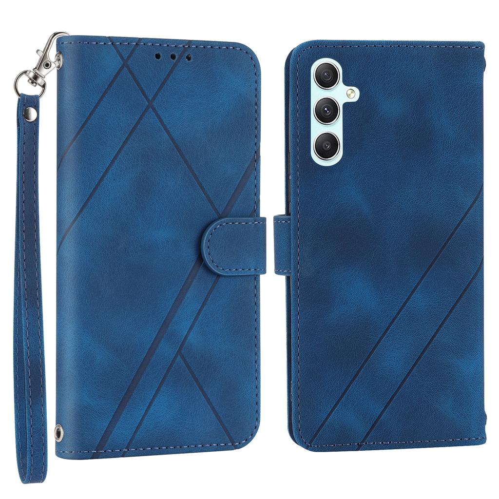 For Samsung Galaxy A17 5G/A26 5G Case Imprinted Line Leather Phone Cover with Handy Strap