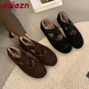 Fashion Fashion Shallow Ladies Flats Shoes With Fur Plush Footwear Casual Female Elastic Band Warm Women Ballet Flats Shoes