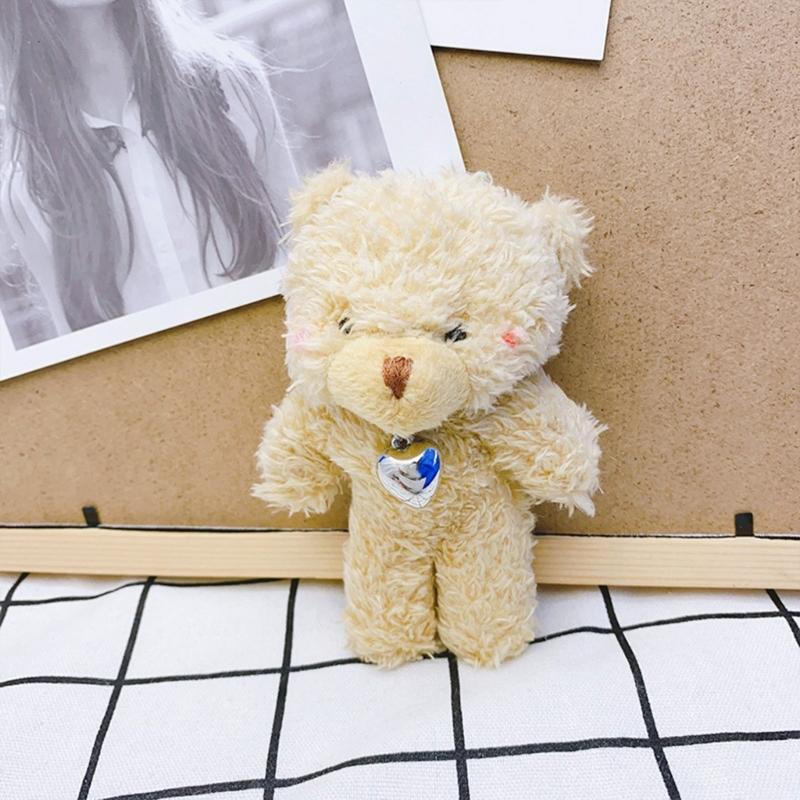 Mini Cute Plush Bear Keychain Pendant Lovely Plush Stuffed Animals Keyring Charm for Purse Bag Backpack Handbag