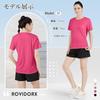 [Rovidorx] T-shirt Ladies Short Sleeve Sports Relaxing Tee Shirt Big Size Gym Wear Sport T-shirt Quick Drying Dry T Shirt Sportswear Running Training