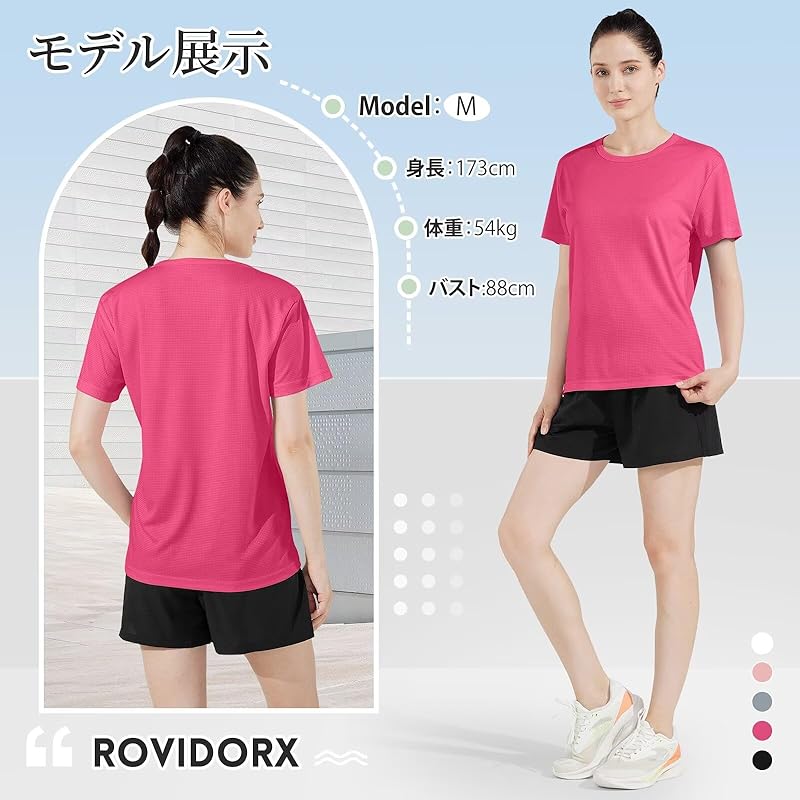 [Rovidorx] T-shirt Ladies Short Sleeve Sports Relaxing Tee Shirt Big Size Gym Wear Sport T-shirt Quick Drying Dry T Shirt Sportswear Running Training