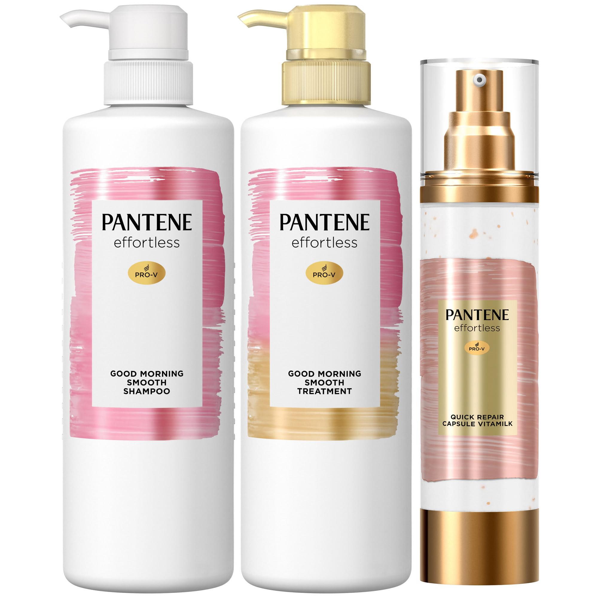 

Pantene Effortless Shampoo & Conditioner & Leave-in Conditioner (480mL + 480g + 90g) Good Morning Smooth Capsules Vitamilk [Set Purchase]