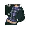 Li Ning X Pleasures Collaboration Plaid Round Neck Pullover Slim Knit Sweater Women Sweater Black Ultraviolet-Plaid AMBT232-2