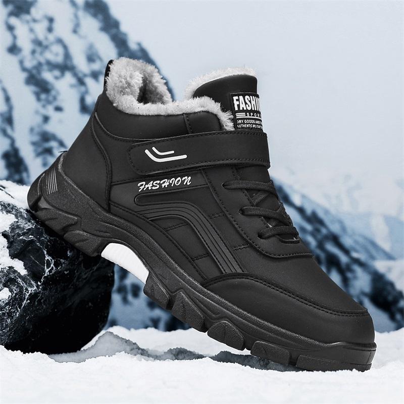 Men Waterproof Outdoor Boots Winter Warm Popular Footwear Male Suede Casual Snow Plush Warm Shoes Leather Walking Shoes Hunting