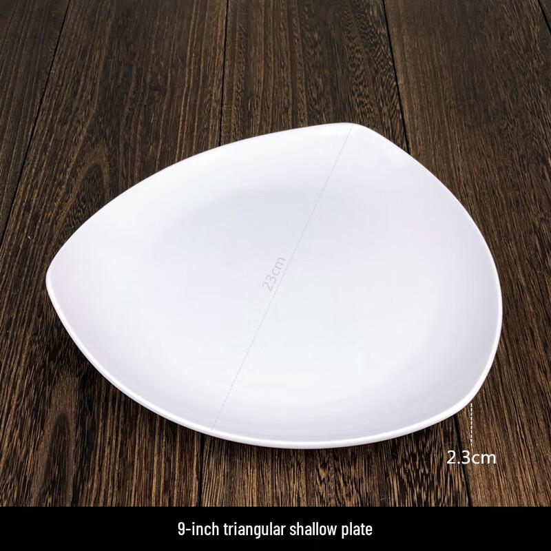 Elegant White Ceramic Triangular Dinner Plate
